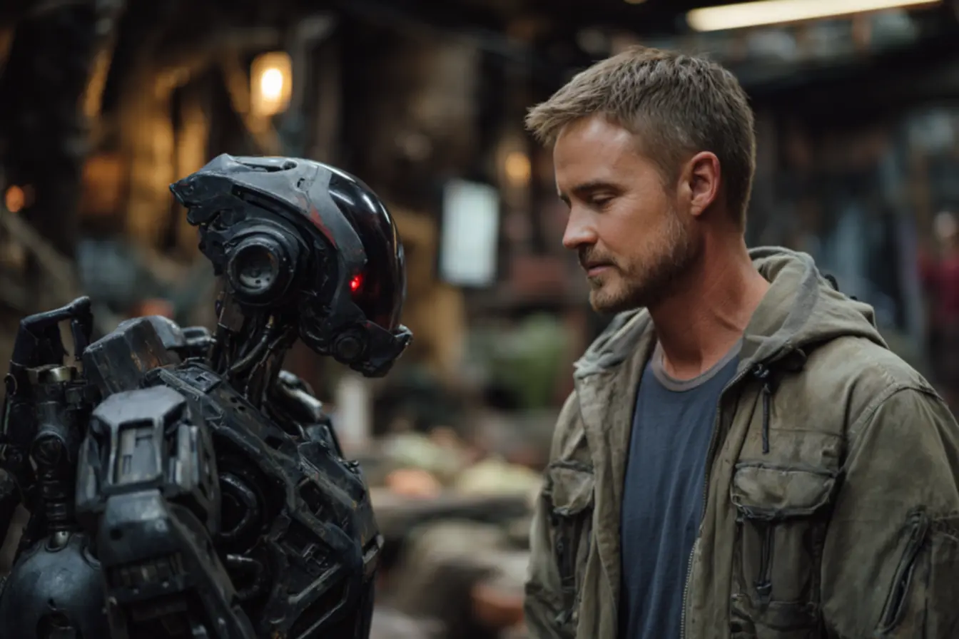 Cena de amizade entre Ryland e Rocky na adaptação cinematográfica