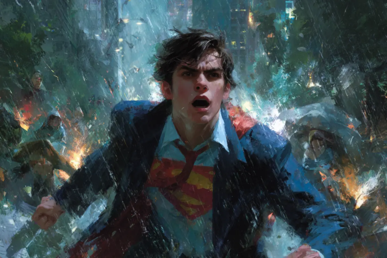 Superman em Smallville, o momento final da série e o voo do herói e sua transformação.