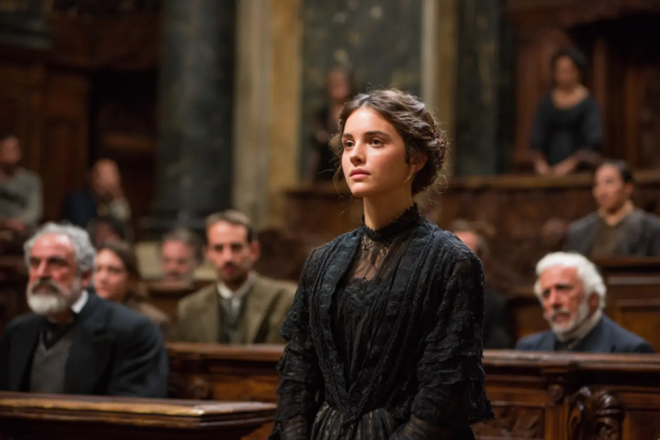 Lidia Poët em uma cena de impacto emocional