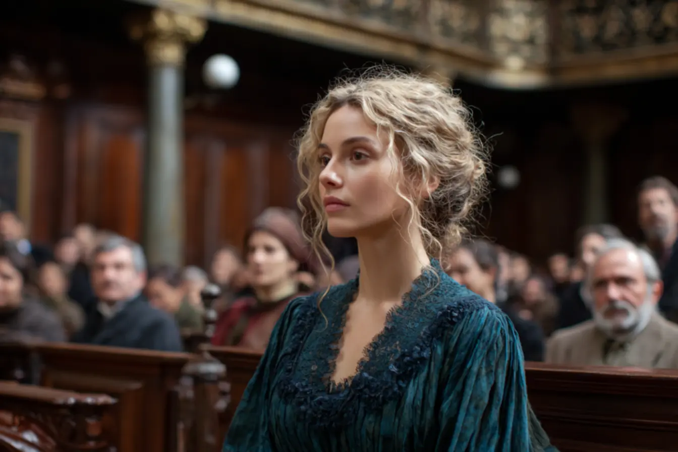 Lidia Poët em tribunal, um momento crucial da série