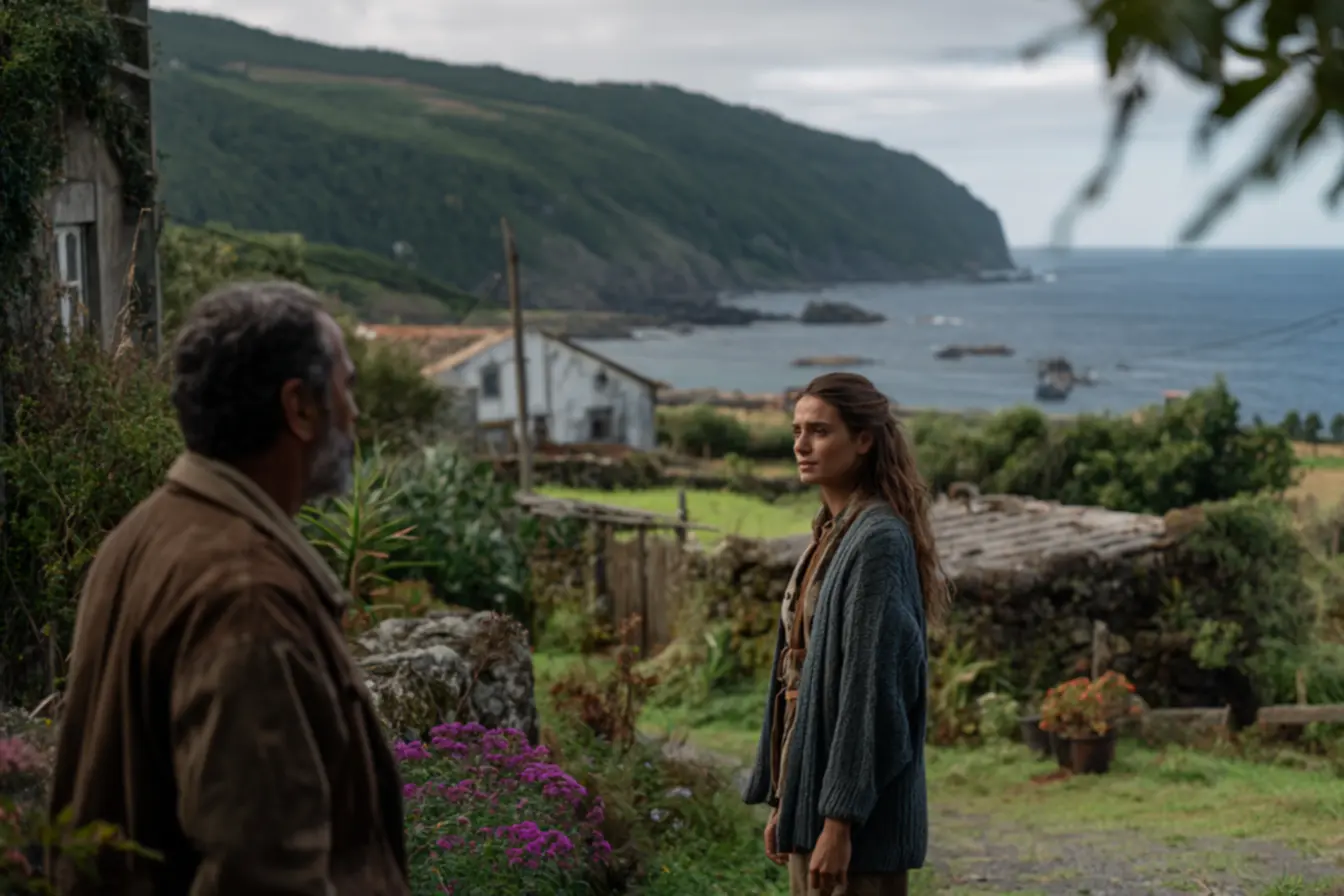 Cenário da Ilha dos Açores em Mar Branco