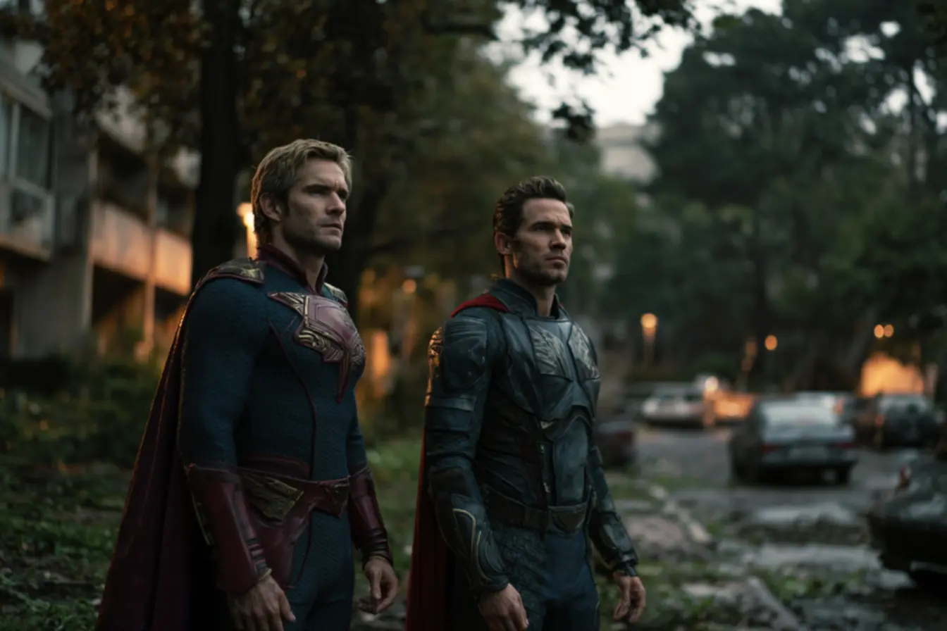 Butcher e Hughie em The Boys, representando a nova dinâmica da temporada.