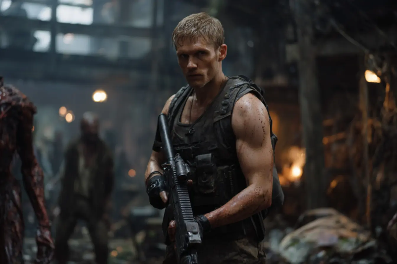 Cena do trailer de Resident Evil, retratando a tensão no ambiente